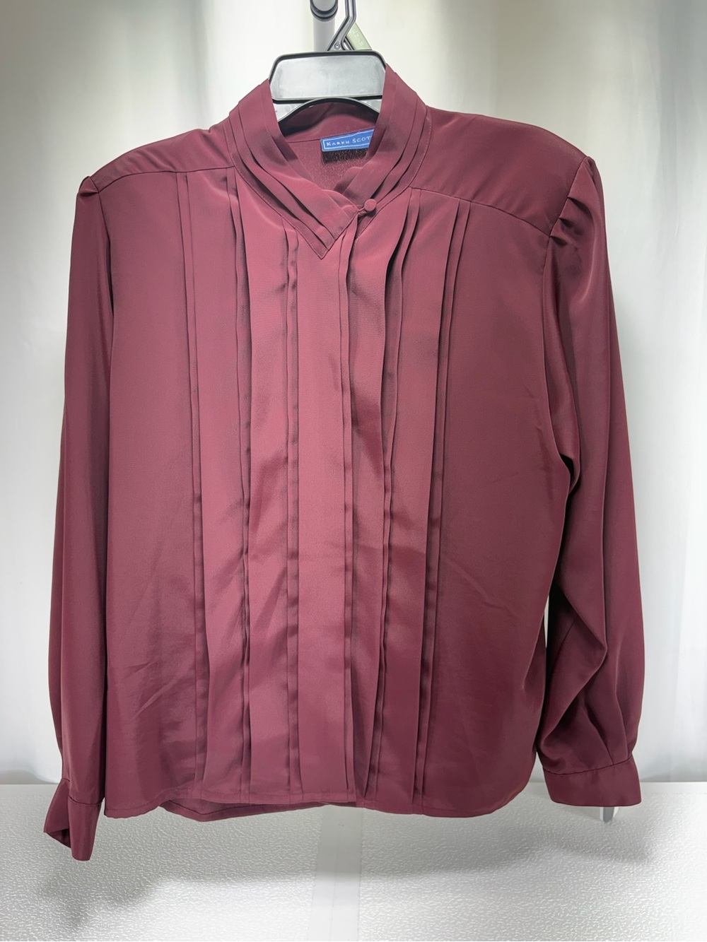Karen Scott Burgundy Pleated Men's Dress Shirt 4598